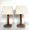 French Stitched Leather and Brass Table Lamps, 1960s, Set of 2 3