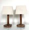 Lampes de Bureau en Cuir Cousu et Laiton, France, 1960s, Set de 2 3