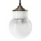 Vintage Industrial White Porcelain, Ribbed Clear Glass & Brass Pendant Lamp, Image 3