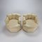Postmodern Octagonal Cream Leather Lounge Chairs, 1980s, Set of 2 1