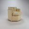 Postmodern Octagonal Cream Leather Lounge Chairs, 1980s, Set of 2 3