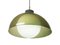 Black Metal, Green Acrylic Glass, White Opaline Glass & Brass A161 Pendant Lamp from Candle, 1960s 2