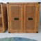Vintage Woven Rattan Cabinets with Brass Door Pulls, USA, 1970s or 1980s, Set of 3 5