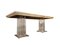 Vintage Acrylic Glass, Brass and Travertine Dining Table, 1970s, Image 4