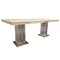 Vintage Acrylic Glass, Brass and Travertine Dining Table, 1970s, Image 1