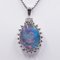 Vintage 14k White Gold Necklace with Triplet Opal Pendant and Diamonds, Image 2