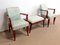 Art Deco Bridge Sessel und Hocker, 1940er, 3er Set 3