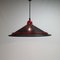 Postmodern Teak & Black and Red Steel Hanging Pendant, 1980s 2