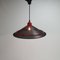 Postmodern Teak & Black and Red Steel Hanging Pendant, 1980s 3