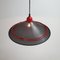 Postmodern Teak & Black and Red Steel Hanging Pendant, 1980s 5