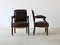 Leather Upholstered Mahogany Armchairs, Set of 2, Image 2