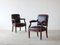 Leather Upholstered Mahogany Armchairs, Set of 2 1