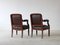 Leather Upholstered Mahogany Armchairs, Set of 2 3