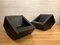 Space Group Black Leather Chairs by Jean Allemand, France, 1984, Image 7