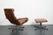Vintage German Brown Leather Lounge Chair and Ottoman, 1970s, Set of 2 42