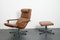 Vintage German Brown Leather Lounge Chair and Ottoman, 1970s, Set of 2 17