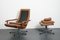 Vintage German Brown Leather Lounge Chair and Ottoman, 1970s, Set of 2 38