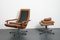 Vintage German Brown Leather Lounge Chair and Ottoman, 1970s, Set of 2, Image 38