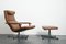 Vintage German Brown Leather Lounge Chair and Ottoman, 1970s, Set of 2, Image 27