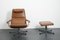 Vintage German Brown Leather Lounge Chair and Ottoman, 1970s, Set of 2 3