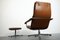 Vintage German Brown Leather Lounge Chair and Ottoman, 1970s, Set of 2 31