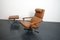 Vintage German Brown Leather Lounge Chair and Ottoman, 1970s, Set of 2 16