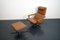 Vintage German Brown Leather Lounge Chair and Ottoman, 1970s, Set of 2 7