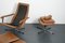 Vintage German Brown Leather Lounge Chair and Ottoman, 1970s, Set of 2 20