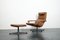 Vintage German Brown Leather Lounge Chair and Ottoman, 1970s, Set of 2 36