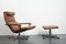 Vintage German Brown Leather Lounge Chair and Ottoman, 1970s, Set of 2, Image 2