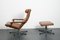 Vintage German Brown Leather Lounge Chair and Ottoman, 1970s, Set of 2 19