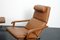 Vintage German Brown Leather Lounge Chair and Ottoman, 1970s, Set of 2 15