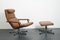 Vintage German Brown Leather Lounge Chair and Ottoman, 1970s, Set of 2, Image 1