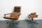 Vintage German Brown Leather Lounge Chair and Ottoman, 1970s, Set of 2 30