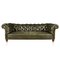 20th-Century Victorian Green Leather Chesterfield Sofa, 1900s 1