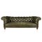 Canapé Chesterfield Victorien en Cuir Vert, 1900s 1