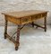 19th-Century French Hand Carved Oak Desk with Iron Stretcher & Solomonic Legs 5