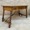 19th-Century French Hand Carved Oak Desk with Iron Stretcher & Solomonic Legs, Image 3