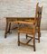 19th-Century French Hand Carved Oak Desk with Iron Stretcher & Solomonic Legs 19
