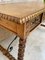 19th-Century French Hand Carved Oak Desk with Iron Stretcher & Solomonic Legs 15