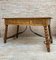 19th-Century French Hand Carved Oak Desk with Iron Stretcher & Solomonic Legs 17