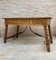 19th-Century French Hand Carved Oak Desk with Iron Stretcher & Solomonic Legs, Image 17