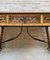 19th-Century French Hand Carved Oak Desk with Iron Stretcher & Solomonic Legs, Image 7