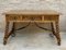 19th-Century French Hand Carved Oak Desk with Iron Stretcher & Solomonic Legs 2