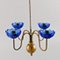 4-Candle Chandelier in Brass and Art Glass by Gunnar Ander for Ystad Metall 2