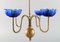 4-Candle Chandelier in Brass and Art Glass by Gunnar Ander for Ystad Metall 6