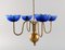 4-Candle Chandelier in Brass and Art Glass by Gunnar Ander for Ystad Metall 3