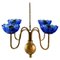 4-Candle Chandelier in Brass and Art Glass by Gunnar Ander for Ystad Metall 1