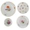 Antique Bowl & Porcelain Plates with Hand-Painted Flowers from Meissen, Set of 4 1