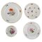Bol et Assiettes Antiques en Porcelaine avec Fleurs Peintes à la Main de Meissen, Set de 4 1